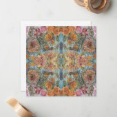 ヴィンテージシックなフラワーガーデンウォーター絵画カラー ノートカード (正面/裏面インサイチュ)