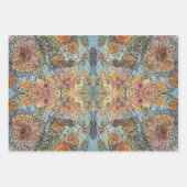 ヴィンテージシックなフラワーガーデンウォーター絵画カラー ラッピングペーパーシート (正面3)