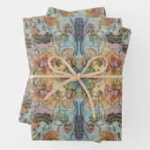 ヴィンテージシックなフラワーガーデンウォーター絵画カラー ラッピングペーパーシート (インサイチュ)