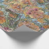 ヴィンテージシックなフラワーガーデンウォーター絵画カラー ラッピングペーパー (角)