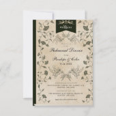 ヴィンテージシックなブックカバー結婚のリハーサルディナー 招待状 (正面)