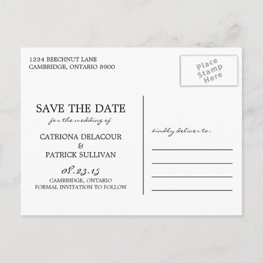 ヴィンテージシックなメイソンジャー日付はがきを保存 案内ポストカード (裏面)