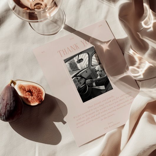 ヴィンテージシックなロマンチックな写真オールドマネー結婚ズ サンキューカード