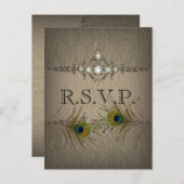 ヴィンテージシックな孔雀の結婚式RSVP招待 インビテーションポストカード (正面/裏面)