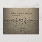 ヴィンテージシックな孔雀の結婚式RSVP招待 インビテーションポストカード (裏面)