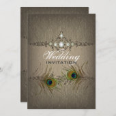 ヴィンテージシックな孔雀結婚式招待状 招待状 (正面/裏面)