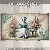 ヴィンテージシックな猫のデコパージュ 薄葉紙