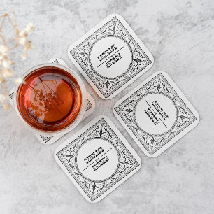 ヴィンテージシックな西カウボーイカントリーウェディング スクエアペーパーコースター