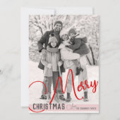 ヴィンテージシックな赤とピンクのクリスマスツリーワンフォト シーズンカード (正面)