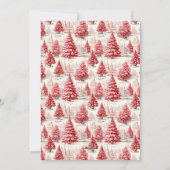 ヴィンテージシックな赤とピンクのクリスマスツリーワンフォト シーズンカード (裏面)