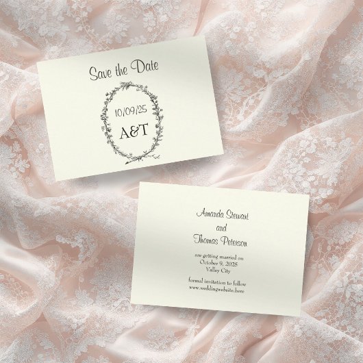 ヴィンテージシックアイボリー日付カードの保存 セーブザデート