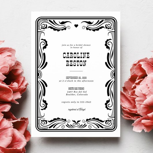 ヴィンテージシックウェスタン女性のカーボーイカントリーブライダルシャワー 招待状