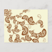 ヴィンテージシックエレガントフローラ孔雀の日付を保存 案内ポストカード (裏面)