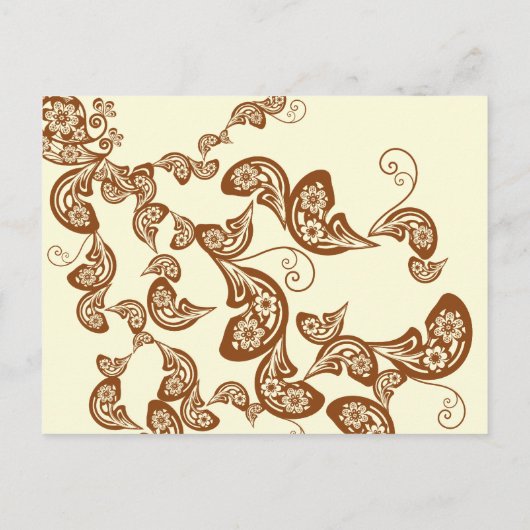 ヴィンテージシックエレガントフローラ孔雀の日付を保存 案内ポストカード (裏面)