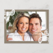 ヴィンテージシックエレガントフローラ孔雀の日付を保存 案内ポストカード (裏面)