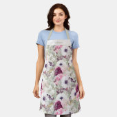 ヴィンテージシックガーリーピンクウォーターカラーフローラ エプロン (着用した状態)