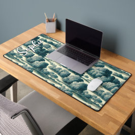 ヴィンテージシックグリーントイレツリーパターン名前をカスタムする デスクマット