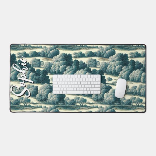 ヴィンテージシックグリーントイレツリーパターン名前をカスタムする デスクマット (キーボード&マウス)