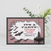 ヴィンテージシックシャンデリアダマスクハローウィンパーティ 招待状 (スタンド正面)