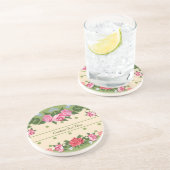 ヴィンテージシックバラフラワーガーデングリーン葉 コースター (側面)