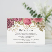 ヴィンテージシックバラ金ゴールドと赤面ウェディングレセプション 招待状 (スタンド正面)