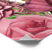 ヴィンテージシックバラ金ゴールドと赤面結婚ズウェルカム ポスター (角)