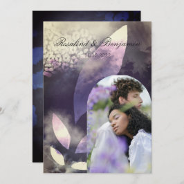 ヴィンテージシックバラ金ゴールドバイオレットアーチフォト結婚ズ 招待状