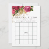 ヴィンテージシックバラ金ゴールド&赤面ブライダルシャワービンゴ 招待状 (正面)