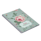 ヴィンテージシックピンクローズパーソナライズされた ノートブック (右側)