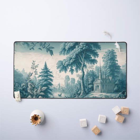 ヴィンテージシックフランスのグリーントイレデジュエデスクマット デスクマット (キッズテーブル)