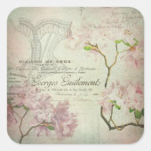 ヴィンテージシックフランスのスクリプトみすぼらしい花コルセット スクエアシール (正面)