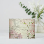 ヴィンテージシックフランスのスクリプトみすぼらしい花コルセット ポストカード (スタンド正面)