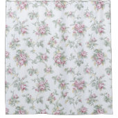 ヴィンテージシックフランスのバラとストライプ シャワーカーテン (正面)