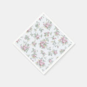 ヴィンテージシックフランスのバラとストライプ スタンダードカクテルナプキン (角)