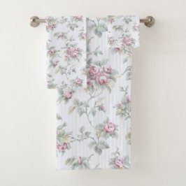 ヴィンテージシックフランスのバラとストライプ バスタオルセット