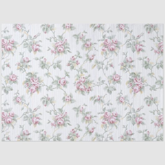 ヴィンテージシックフランスのバラとストライプ 薄葉紙 (正面)