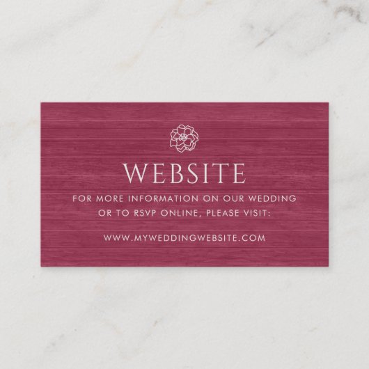 ヴィンテージシックフローラブルガンディ結婚ウッドのウェブサイト エンクロージャーカード (正面)