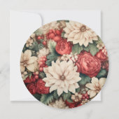 ヴィンテージシックフローラレッドグリーンクリスマスフォトカード (裏面)