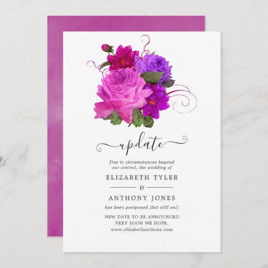 ヴィンテージシックフローラ結婚の更新 招待状 (正面/裏面)