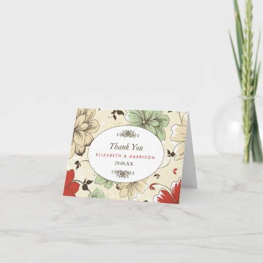 ヴィンテージシックフローラ結婚ズサンキュー サンキューカード (正面)