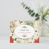 ヴィンテージシックフローラ結婚ズサンキュー ポストカード (スタンド正面)