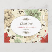 ヴィンテージシックフローラ結婚ズサンキュー ポストカード (正面)