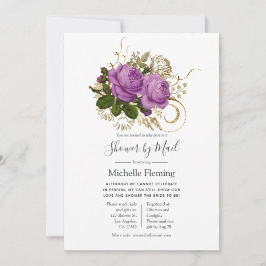 ヴィンテージシックベビー又はブライダルシャワーバイメール 招待状 (正面)