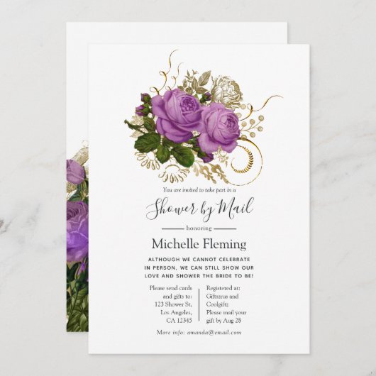 ヴィンテージシックベビー又はブライダルシャワーバイメール 招待状 (正面/裏面)