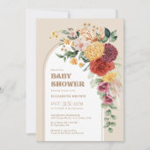ヴィンテージシックボホフローラガーデンベビーシャワー 招待状 (正面)
