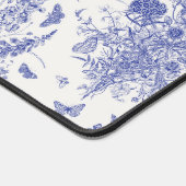 ヴィンテージシック名前をカスタムするブルー&ホワイトフローラトワール デスクマット (コーナー)