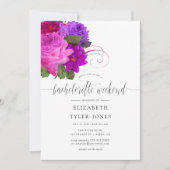 ヴィンテージシック明るい赤紫色とパープルバチェロレッテ 招待状 (正面)