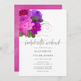 ヴィンテージシック明るい赤紫色とパープルバチェロレッテ 招待状