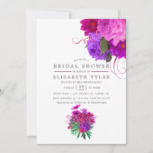 ヴィンテージシック明るい赤紫色とパープルブライダルシャワー 招待状 (正面)