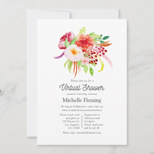 ヴィンテージシック素朴チャームバーチャル赤ちゃんシャワー 招待状 (正面)